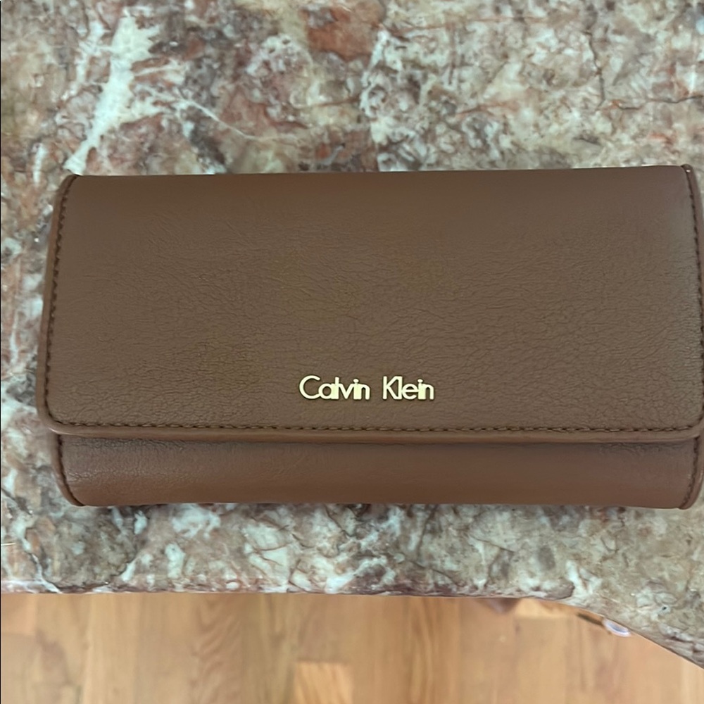 Calvin Klein Brown Leather Wallet Minimalist Design
